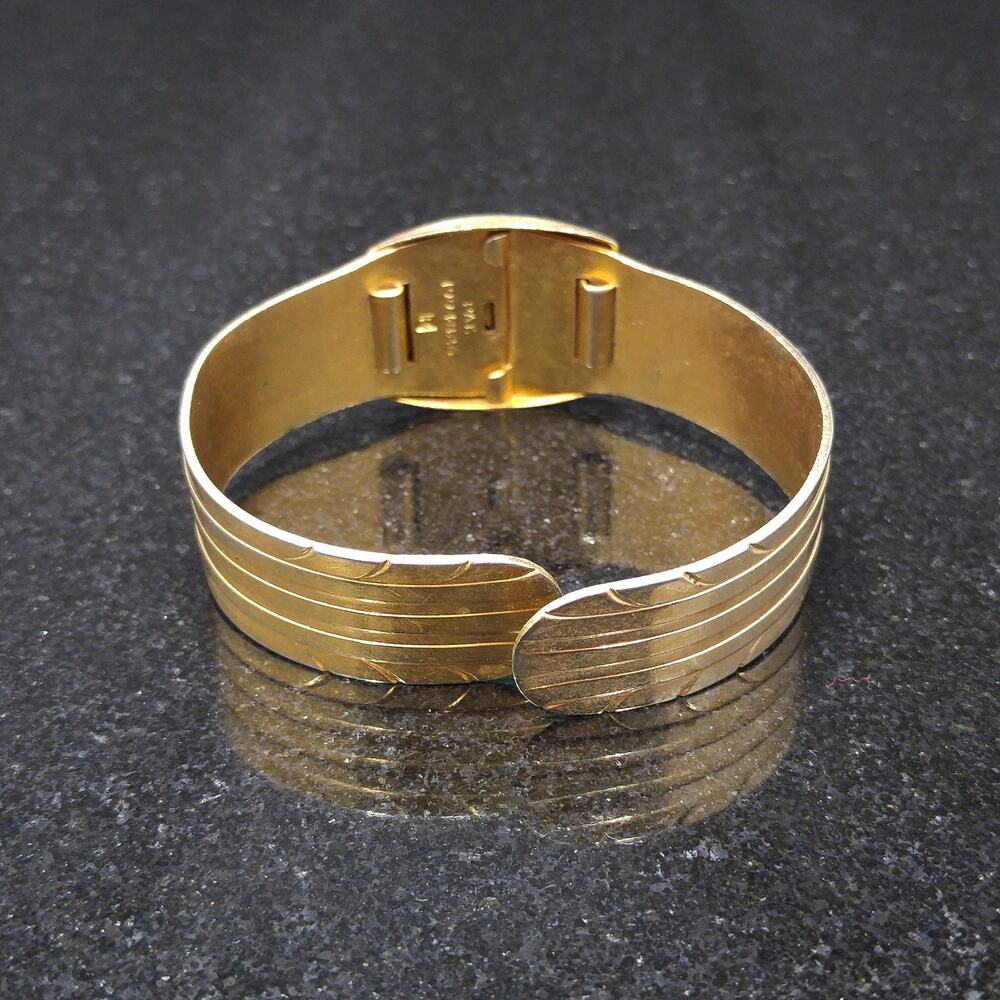 1930s Hinged Brass Bracelet Engraved Monogram Patent Design Vintage Jewelry - Picture 5 of 10